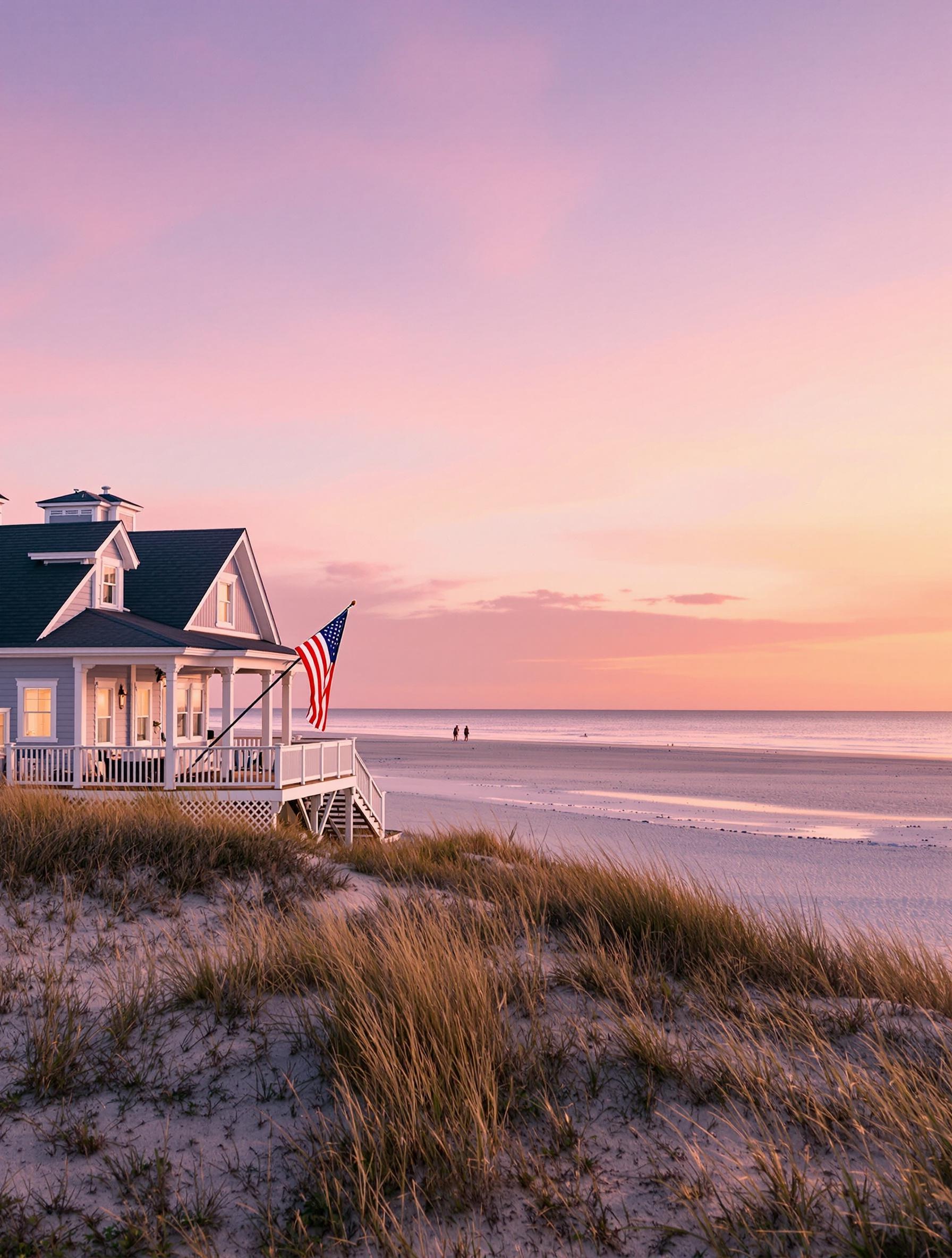 South Carolina beach shoreline at sunset
